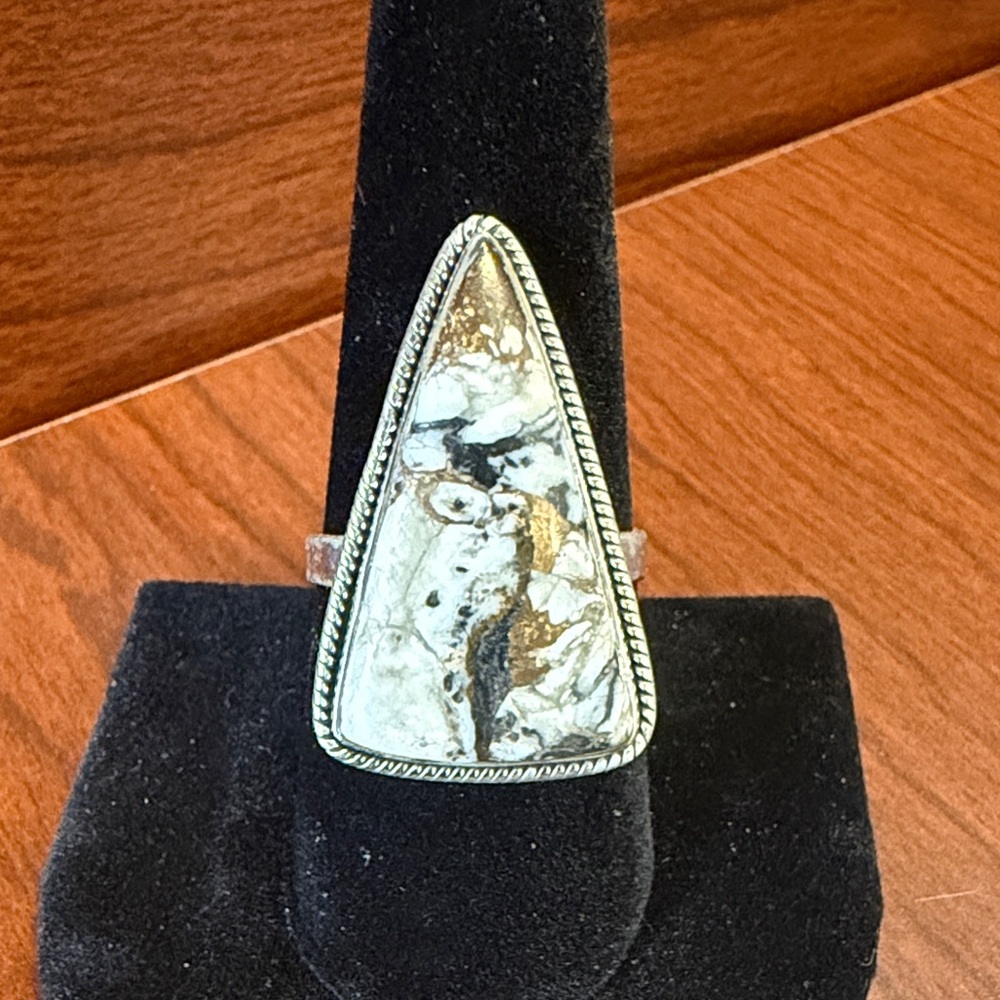 New 925 Sterling Silver White Buffalo Variscite Ring Handmade Size 9